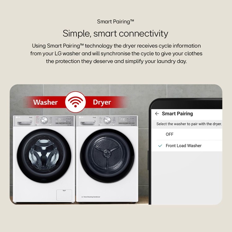 LG X10 Series ThinQ 9kg Heat Pump Tumble Dryer - White