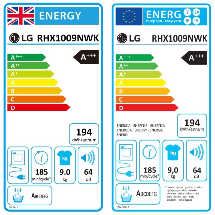 LG X10 Series ThinQ 9kg Heat Pump Tumble Dryer - White