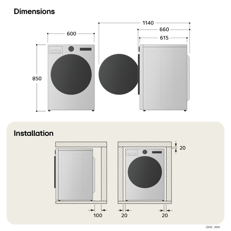LG Series 5 9kg Heat Pump Tumble Dryer - White