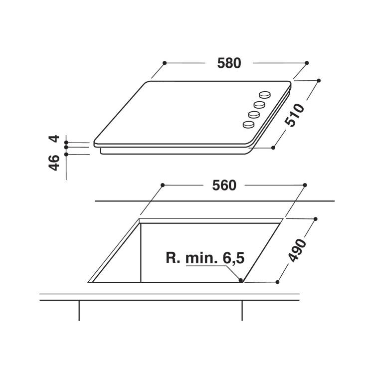 Refurbished Indesit RI860C 58cm 4 Zone Knob Control Ceramic Hob