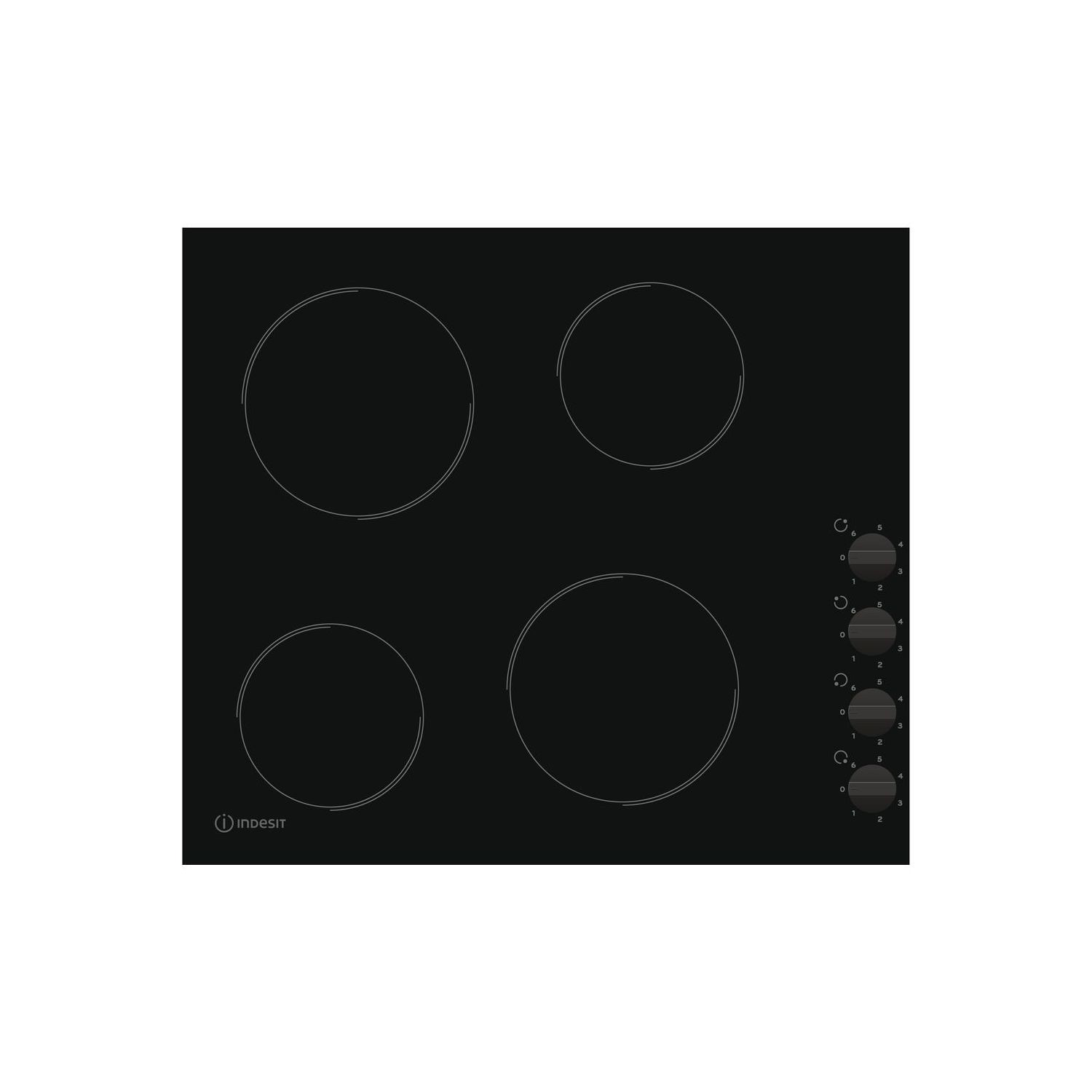 Indesit RI860C 58cm 4 Zone Knob Control Ceramic Hob