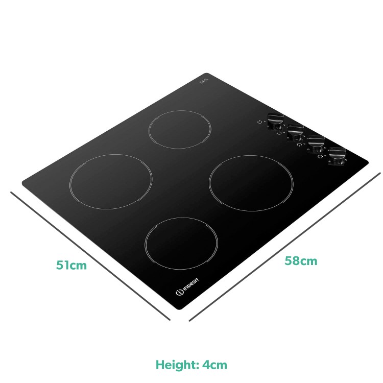 Refurbished Indesit RI860C 58cm 4 Zone Knob Control Ceramic Hob