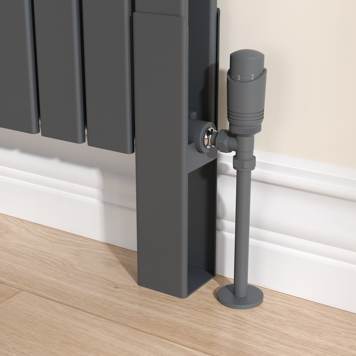 Riace Anthracite Designer Radiator Feet Suitable Flat Double Panel Radiator