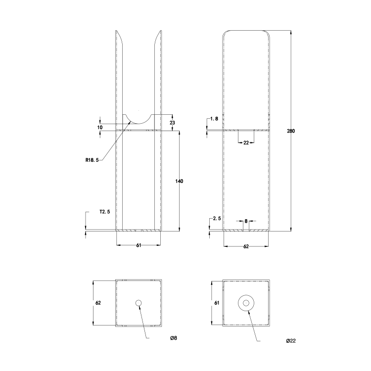 Riace White Designer Radiator Feet -Suitable for Flat Double Panel Radiator