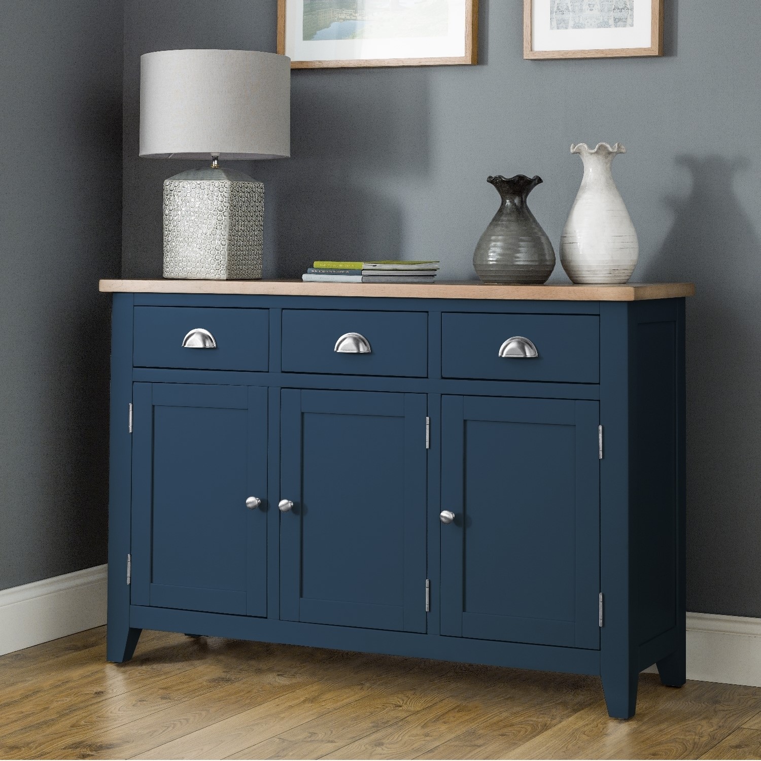 Julian Bowen Blue Sideboard with Drawers & Cupboards Richmond Range