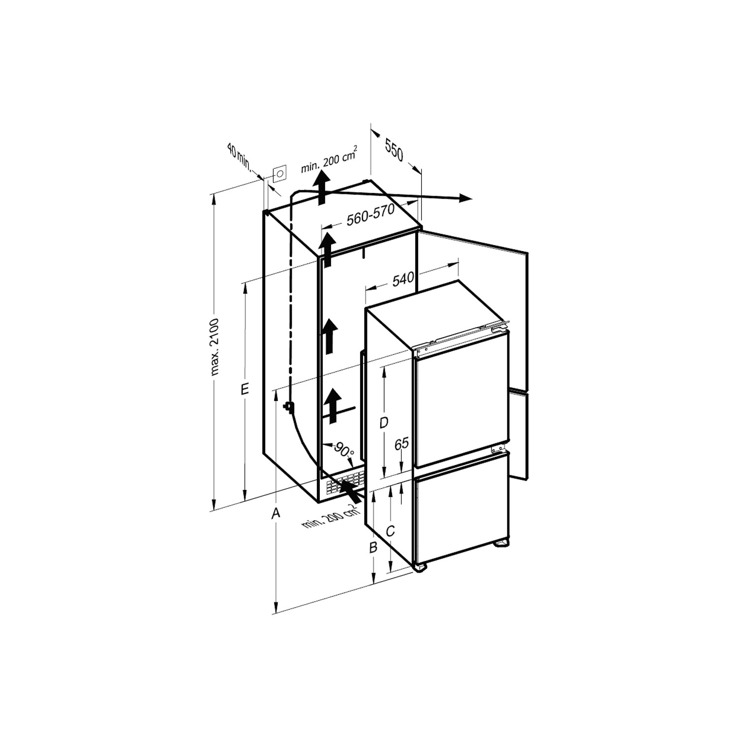 NordMende RIFF50503NMAPLUS 54cm Wide 50-50 Integrated Upright Fridge ...