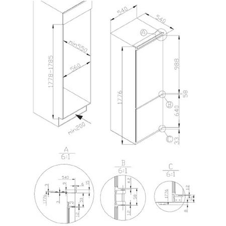 NordMende RIFF70302NF 243L 70_30 Frost Free Integrated Fridge Freezer