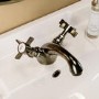 Antique Brass Crosshead Mono Basin Mixer Tap - Ripley