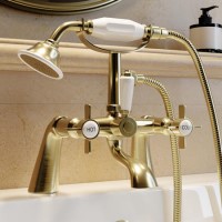 Brushed Brass Traditional Bath Shower Mixer - Ripley