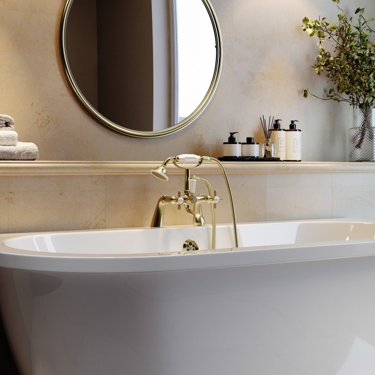 Brushed Brass Traditional Bath Shower Mixer - Ripley