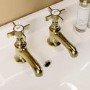 Brushed Brass Crosshead Basin Pillar Taps - Ripley
