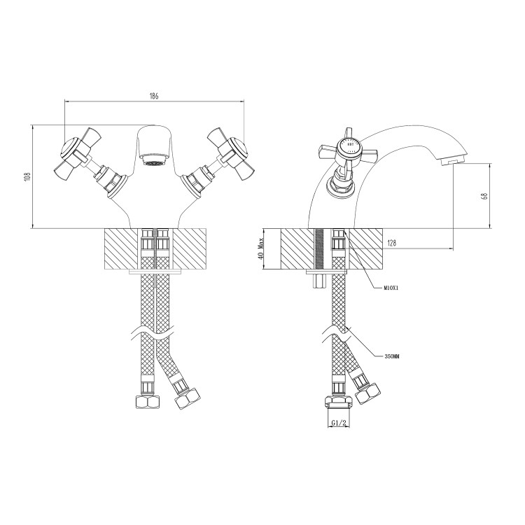GRADE A1 - Chrome Traditional Mono Basin Mixer Tap With Waste - Ripley