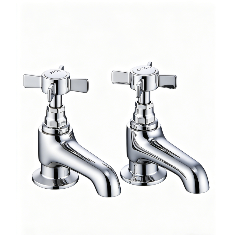 Chrome Crosshead Basin Pillar Taps - Ripley