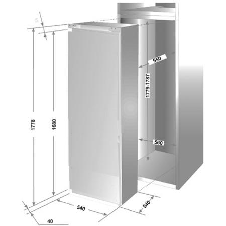Nord Mende 300 Litre Tall In-column Built In Fridge