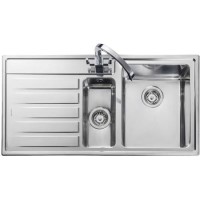 Rangemaster Rockford 1.5 Bowl Left Hand Drainer Stainless Steel Chrome Kitchen Sink