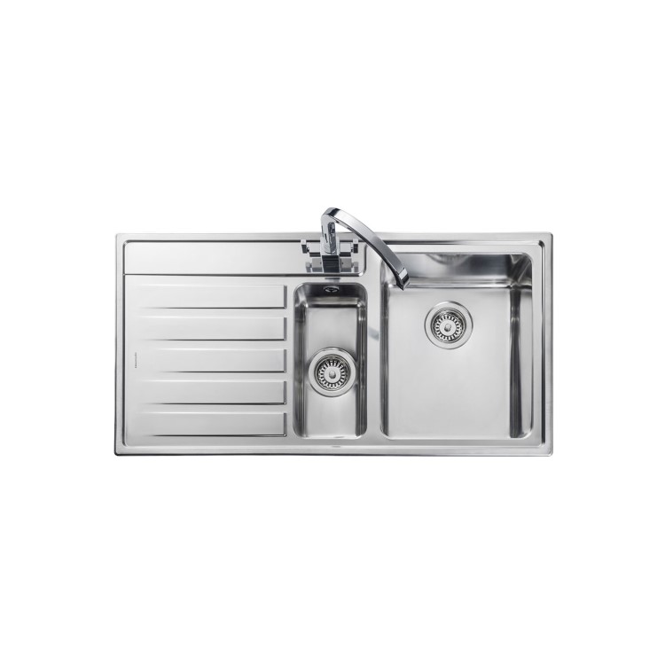 Rangemaster Rockford 1.5 Bowl Left Hand Drainer Stainless Steel Chrome Kitchen Sink