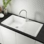 Single Bowl White Ceramic Kitchen Sink with Reversible Drainer - Reginox