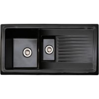 GRADE A2 - Reginox RL401CB 1.5 Bowl Reversible Inset Ceramic Sink Black