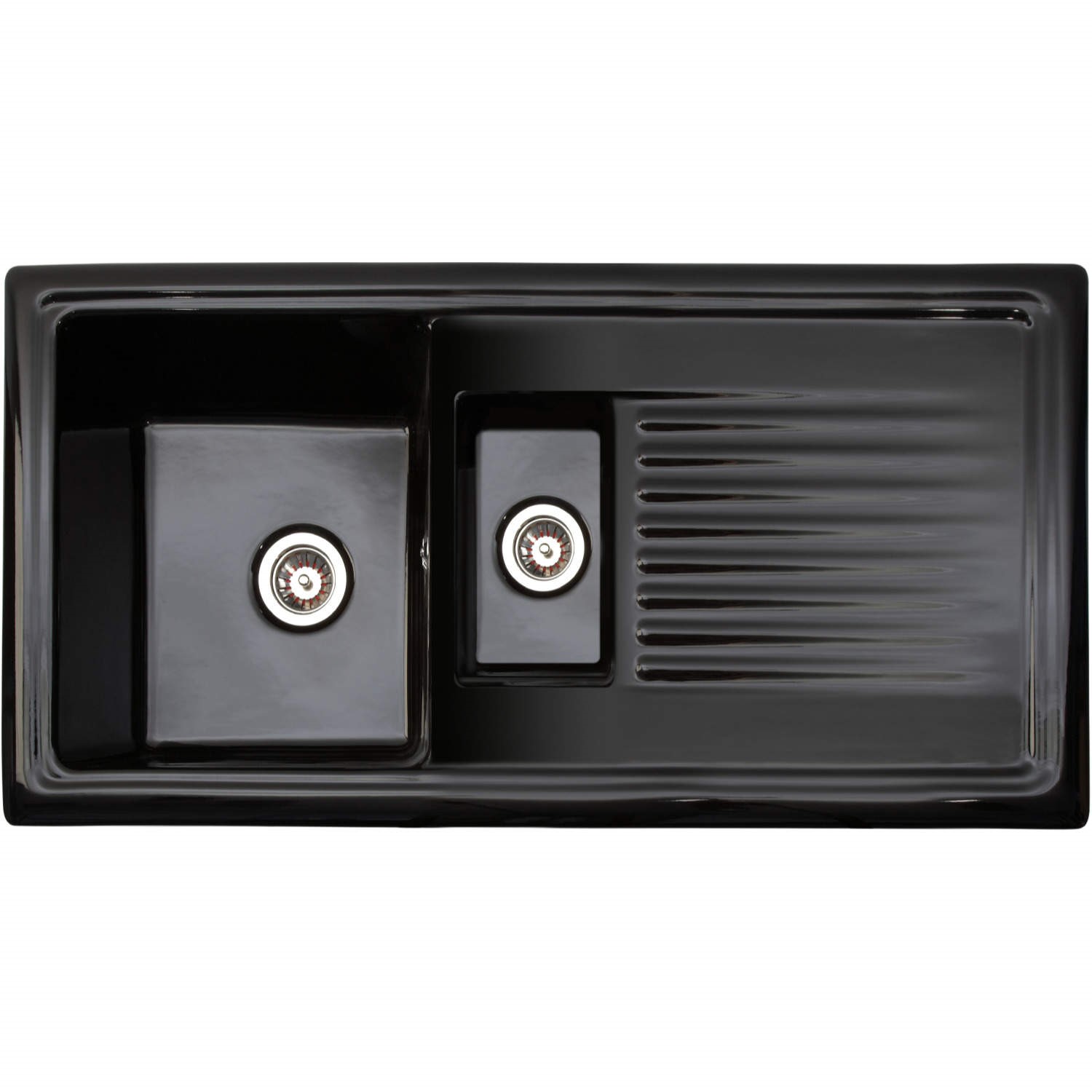 1.5 Bowl Inset Black Ceramic Kitchen Sink with Reversible Drainer - Reginox