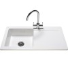 Reginox RL504CW/GENESIS-WH Reversible 1 Bowl White Ceramic Sink And Genesis Chrome With White Levers Tap Pack