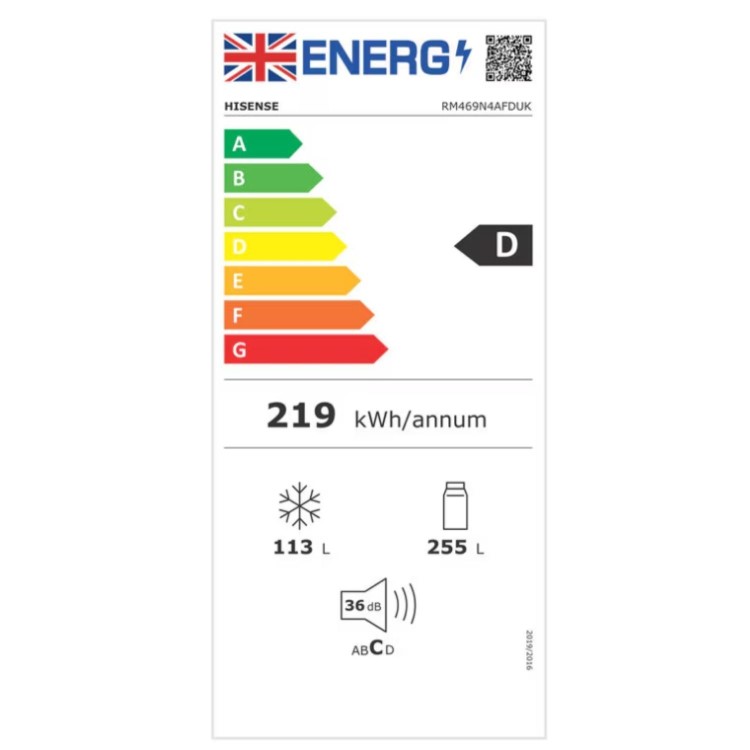 Hisense 368 Litre 60/40 Freestanding Fridge Freezer - Black