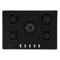 Rangemaster 70cm 5 Burner Black Glass Gas Hob with Wok Burner