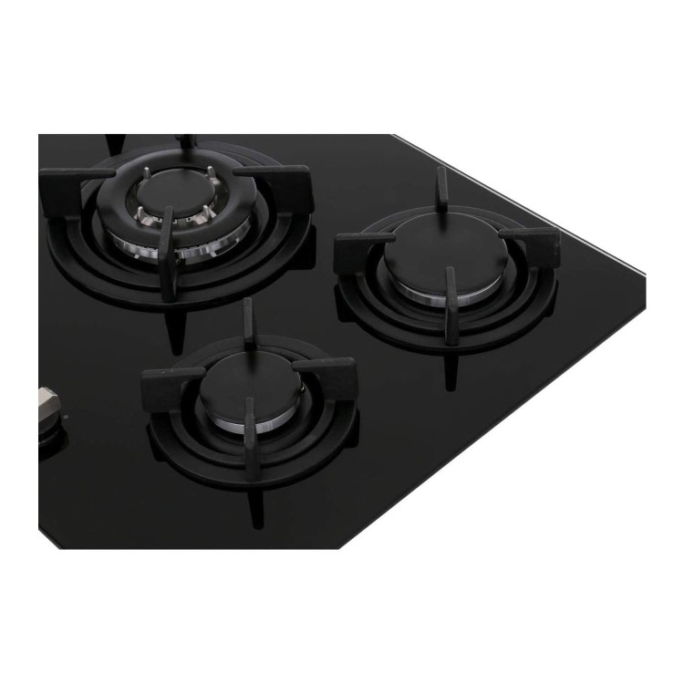 Rangemaster 70cm 5 Burner Black Glass Gas Hob with Wok Burner
