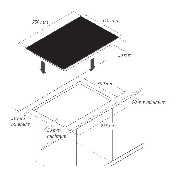 GRADE A3 - Rangemaster RMB75HPECGL  75cm 5 Zone Ceramic Hob Black Glass