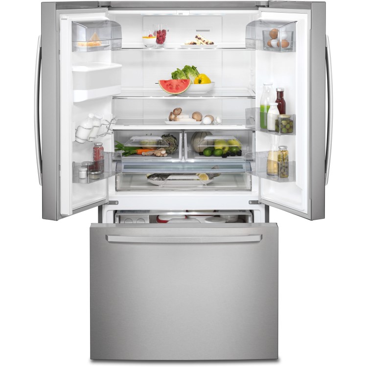 AEG RMB76311NX French Door And Drawer American Fridge Freezer Silver With Antifingerprint Stainless Steel Doors
