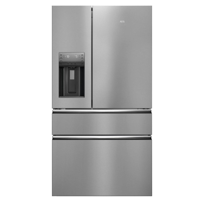AEG RMB96719CX Freestanding American Fridge Freezer With Plumbed Ice & Water Dispenser - Silver With Stainless Steel Doors