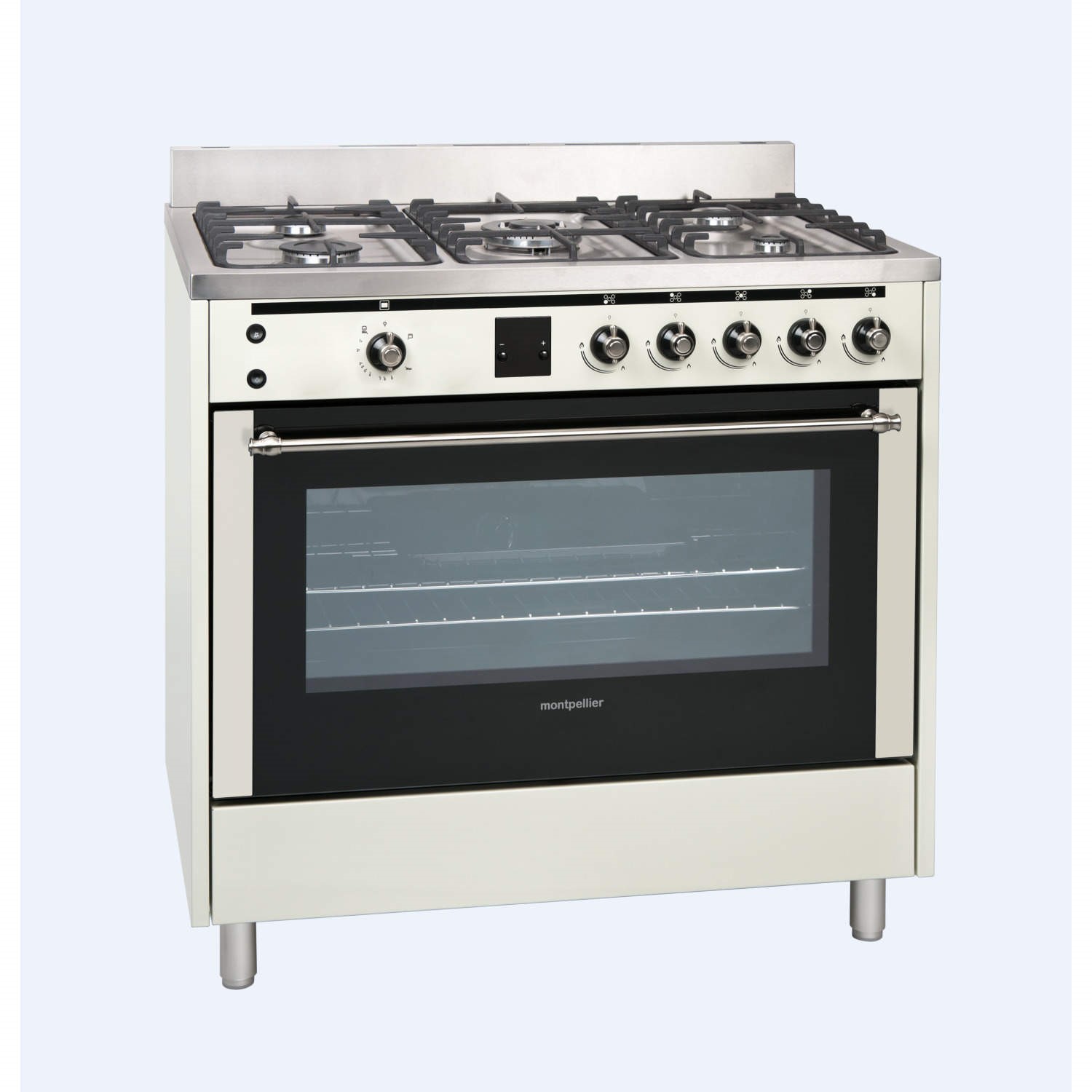 Montpellier RMC90DFMC 90cm Dual Fuel Single Oven Range Cooker Cream