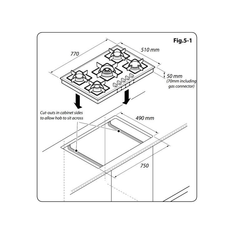 Rangemaster 85700 RGG77 Contemporary Glass Base 77cm Gas Hob
