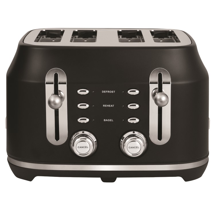 Rangemaster RMCL4S304BK Classic 4-Slice Toaster – Stylish Matt Black Fast Toasting