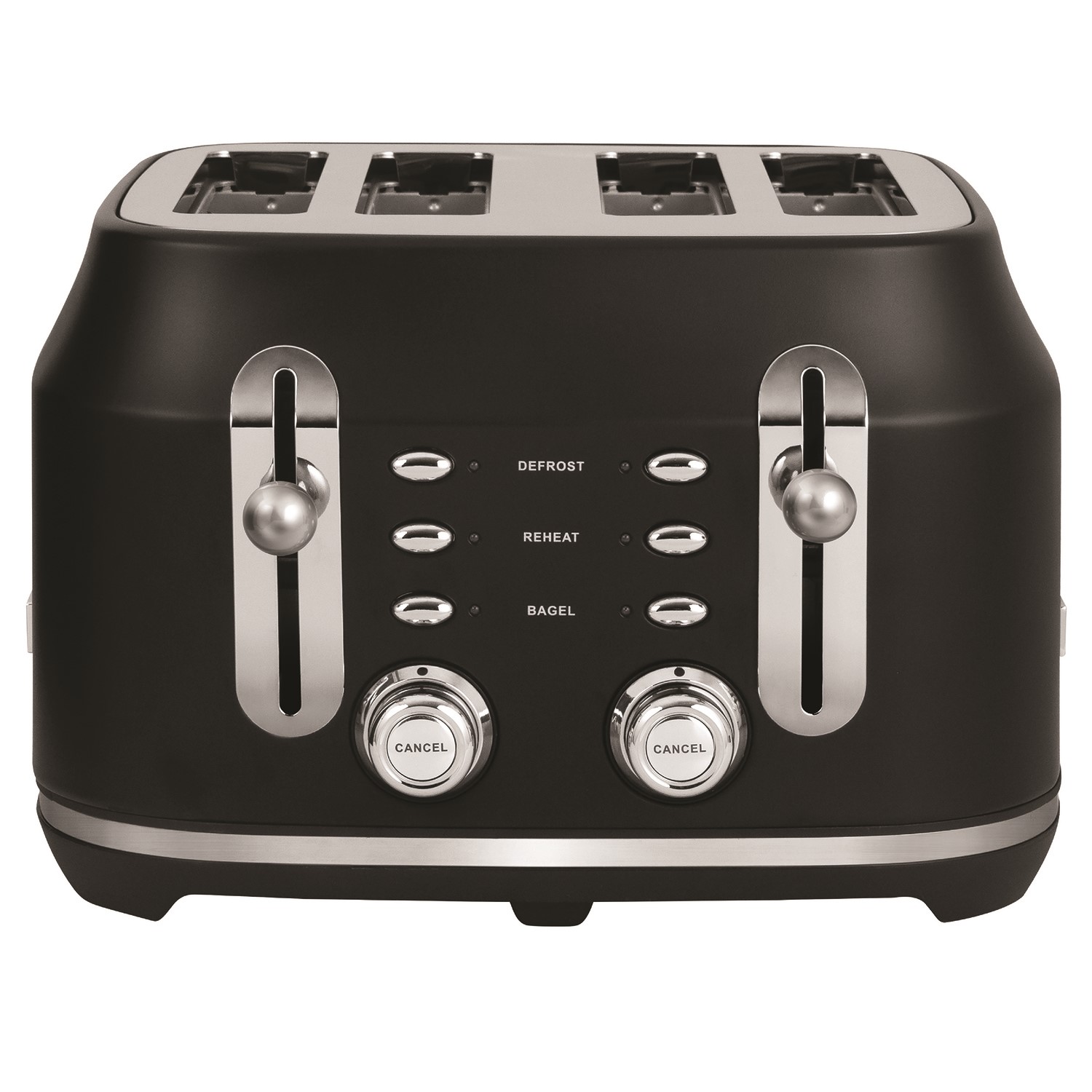 Rangemaster RMCL4S304BK Classic 4-Slice Toaster  Stylish Matt Black Fast Toasting