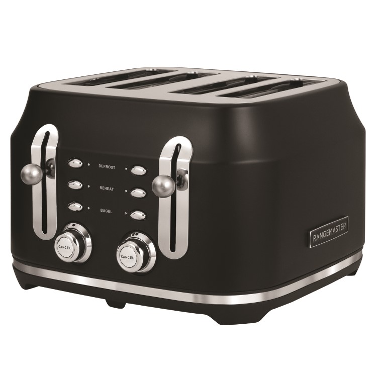 Rangemaster RMCL4S304BK Classic 4-Slice Toaster – Stylish Matt Black Fast Toasting
