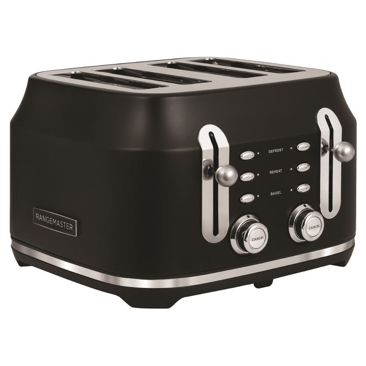 Rangemaster RMCL4S304BK Classic 4-Slice Toaster – Stylish Matt Black Fast Toasting