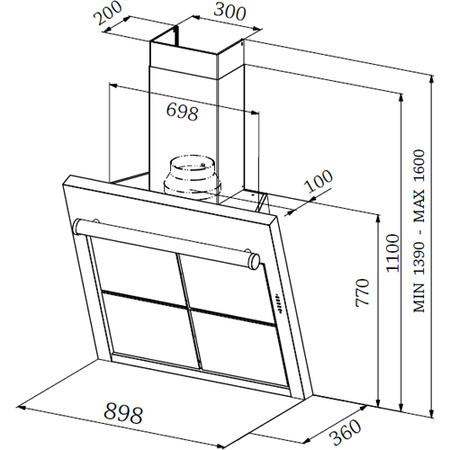 Rangemaster 86900 Galaxy Angled 90cm Chimney Hood  in Stainless steel