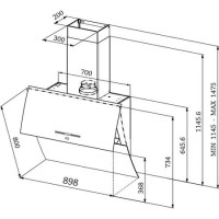 Rangemaster 86910 Galaxy Angled 90cm Chimney Hood - Black Glass