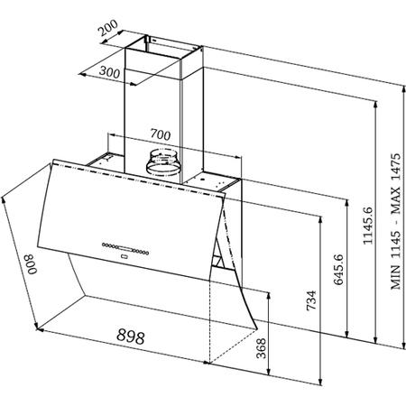 Rangemaster 86910 Galaxy Angled 90cm Chimney Hood - Black Glass