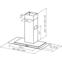 Rangemaster Toledo 90cm Chimney Hood in Stainless Steel with Glass Canopy