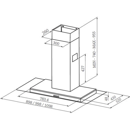 GRADE A2 - Rangemaster 100cm Chimney Cooker Hood Stainless Steel And Glass