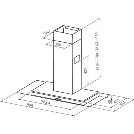 Rangemaster 90cm Chimney Cooker Hood With Flat Glass Canopy Stainless Steel