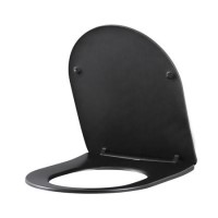 Matt Black Round Soft Close Toilet Seat with Quick Release - Roma