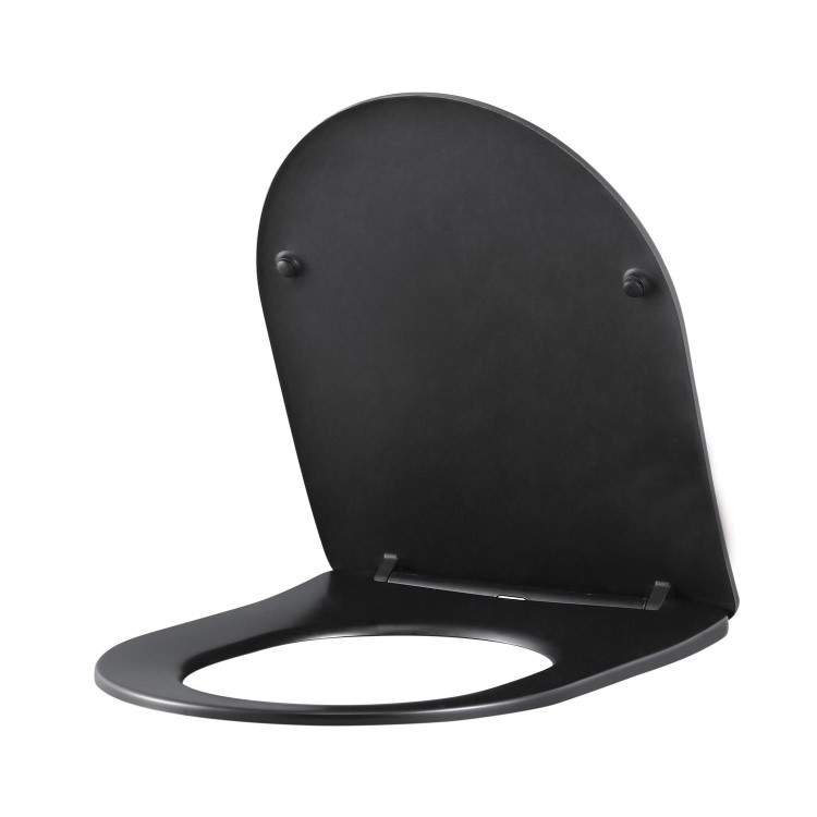 Matt Black Round Soft Close Toilet Seat with Quick Release - Roma