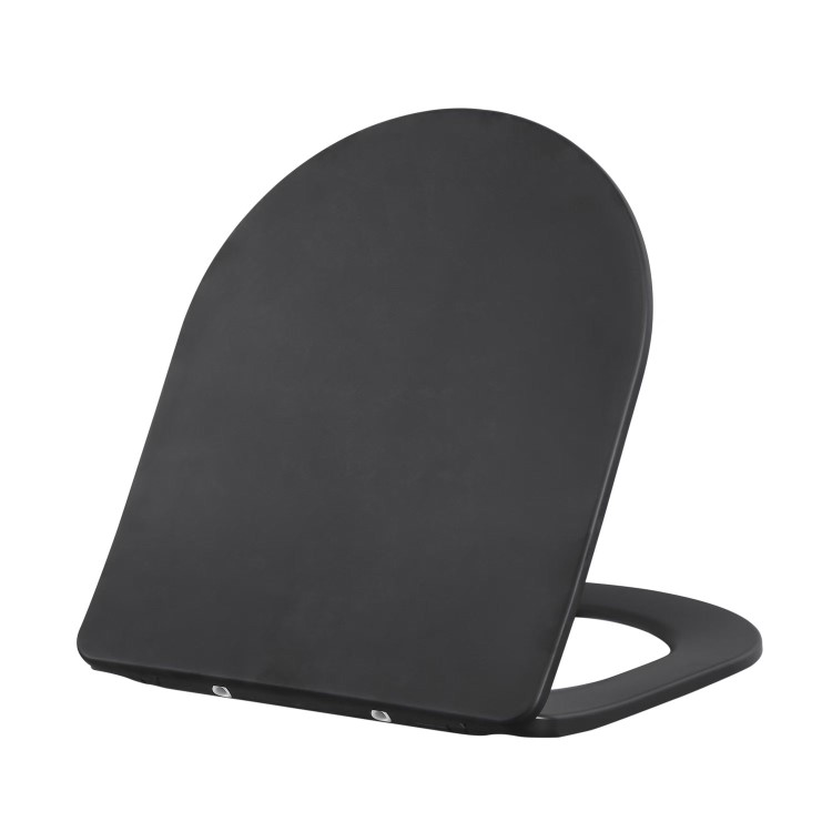 Matt Black Round Soft Close Toilet Seat with Quick Release - Roma