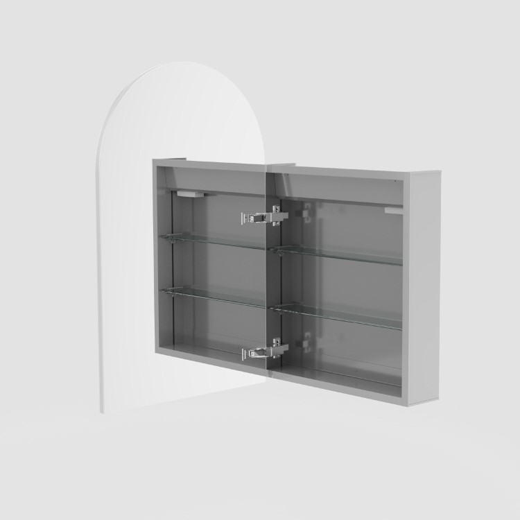 Single Door Chrome Bathroom Mirror Cabinet with Lights, Demister & Shaver Socket 500 x 800mm - Empire