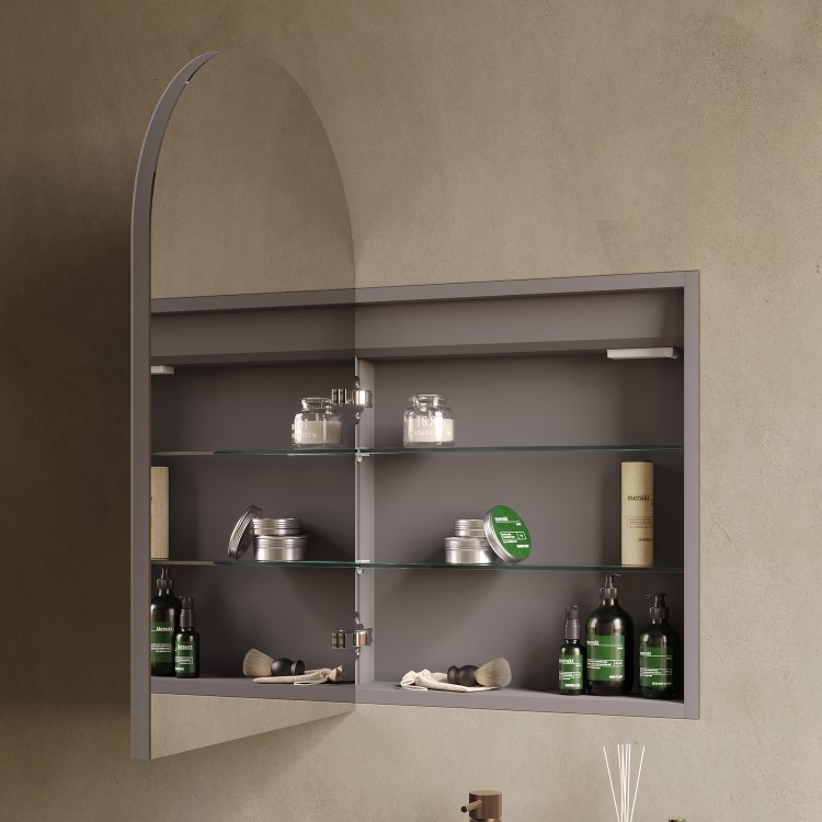 Single Door Chrome Bathroom Mirror Cabinet with Lights, Demister & Shaver Socket 500 x 800mm - Empire