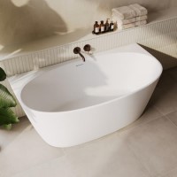 Matt White Freestanding Back to Wall Double Ended Bath 1500 x 780mm - Rosa