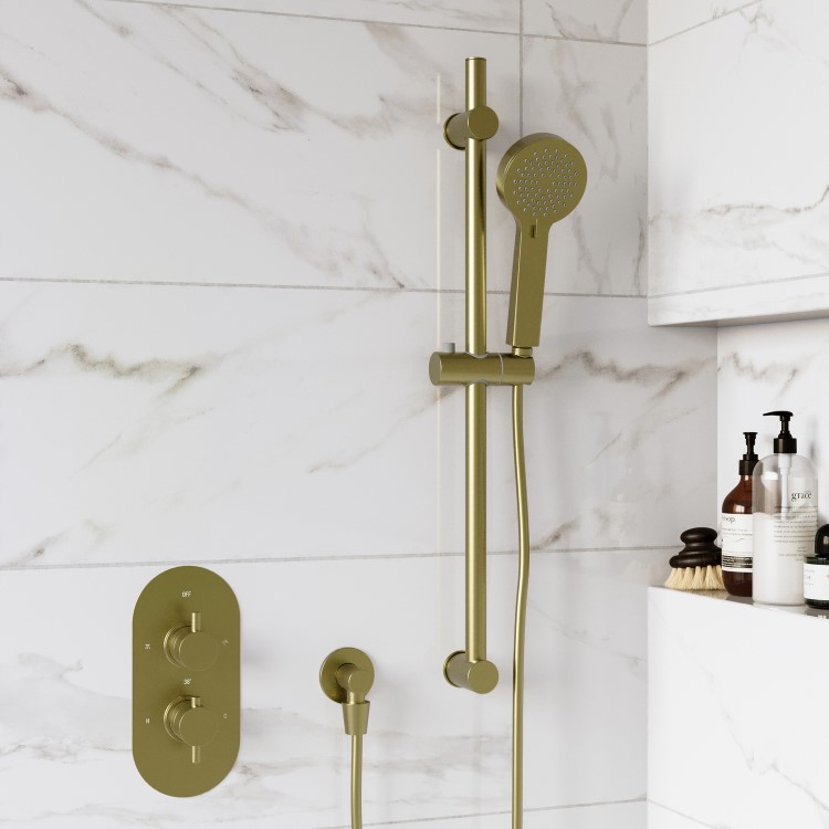 Brushed Brass 3 Function Round Slide Rail Kit - Arissa