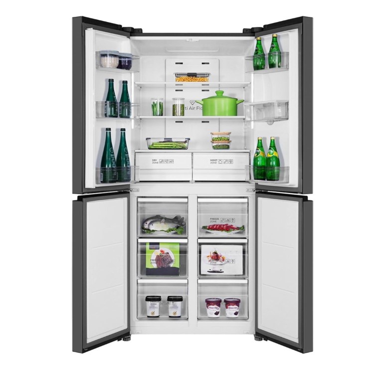 TCL 466 Litre Four Door American Fridge Freezer with Water Dispenser - Dark Silver